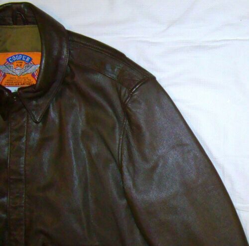 vtg COOPER Type A-2 Leather Bomber Flight Jacket Brown GoatSkin as NEW size 44R - Bild 5 von 24