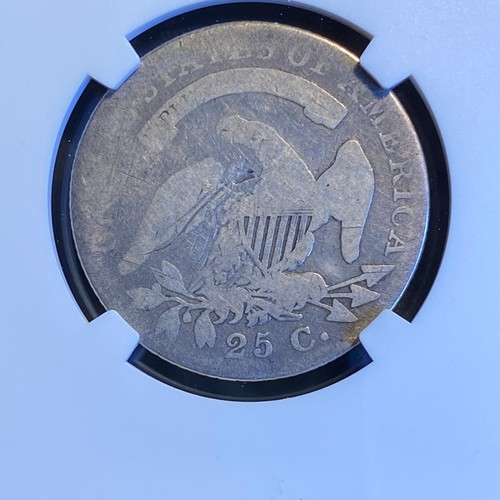1820 B-5 Capped Bust Quarter 25c NGC AG details rev scratch VERY RARE variety! - Picture 5 of 5