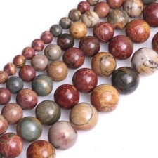 Natural Picasso Jasper Gemstone Round Beads For Jewelry Making 15'' 6mm 8mm 10mm