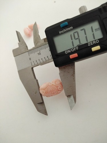 Lote de cuentas grandes talladas a mano, coral rosa natural, colgante, amuleto de la suerte - Imagen 4 de 10