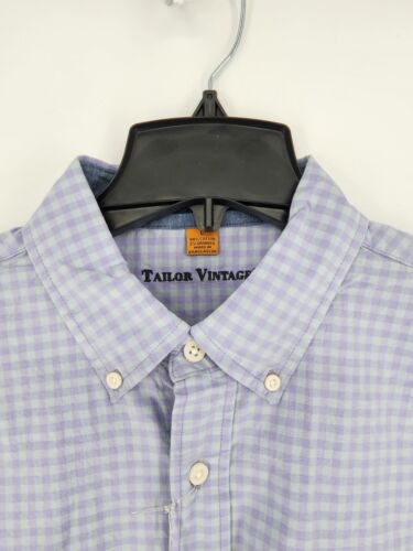Tailor Vintage Airotec Large Lavender/Skyway Gingham cotton button front shirt - Picture 3 of 5
