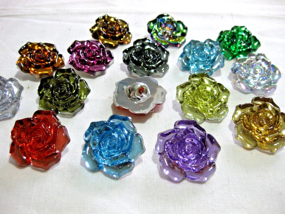 5 Mantelknöpfe Jacken-Knöpfe Rosen Ösenknöpfe verschiedene Farben 40 mm K16E - Bild 2 von 4
