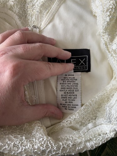 Alex Evenings Damen Pailletten Spitze Top Elfenbein Gr. XL Gürtel Schleife - Bild 3 von 11