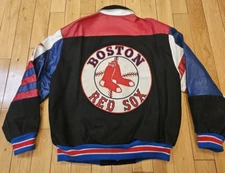 Vtg BOSTON RED SOX JH Design Jeff Hamilton Leather Sleeve MLB Varsity Jacket M