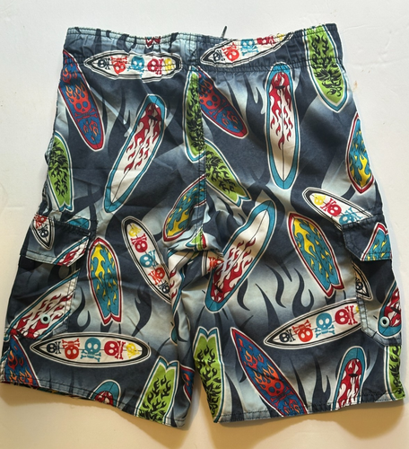 Hang Ten Small Youth Surfboard Skull Teen Boys Swim trunks shorts Navy - Picture 4 of 9