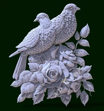3D STL Model (3) DOVES & FLOWER for CNC Router Aspire Artcam 3D Printer Engraver