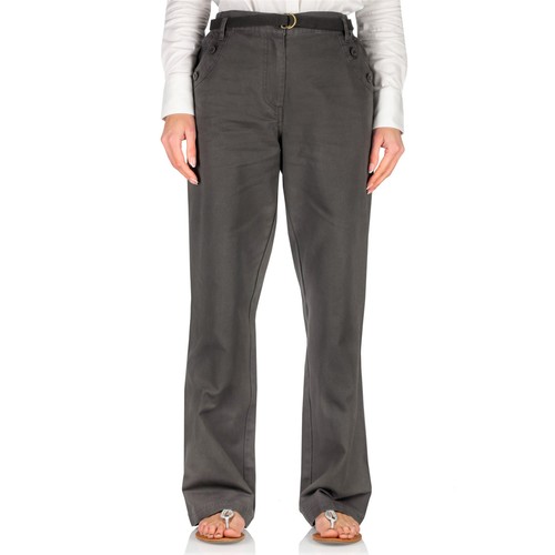 New Ladies Casual Trousers Womens Wide Leg Mid Waisted Cotton Elasticated Waist - Picture 56 of 77