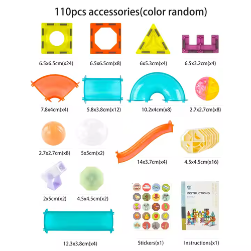 LED Light-Up Magnet Block Marble Run Magnetic Tiles Race Track Building Blocks - Picture 8 of 22