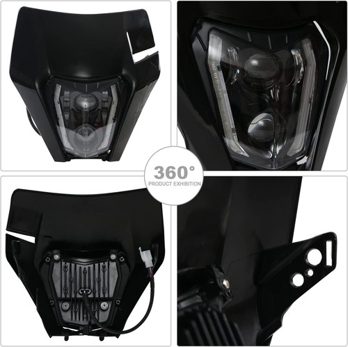 For Honda CRF250F CRF450R/X CRF250R XR400 Dirt Bike LED Headlight BLACK Fairing - Picture 6 of 10