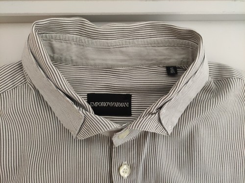 EMPARIO ARMANI Shirt Size 42, 16.5, Grey, Stripy, USED - Picture 5 of 6