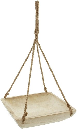 Schale "Wood" aus Holz & Sisal, hängend, Obst Hänge Korb Küchen Deko Etagere - Bild 4 von 6