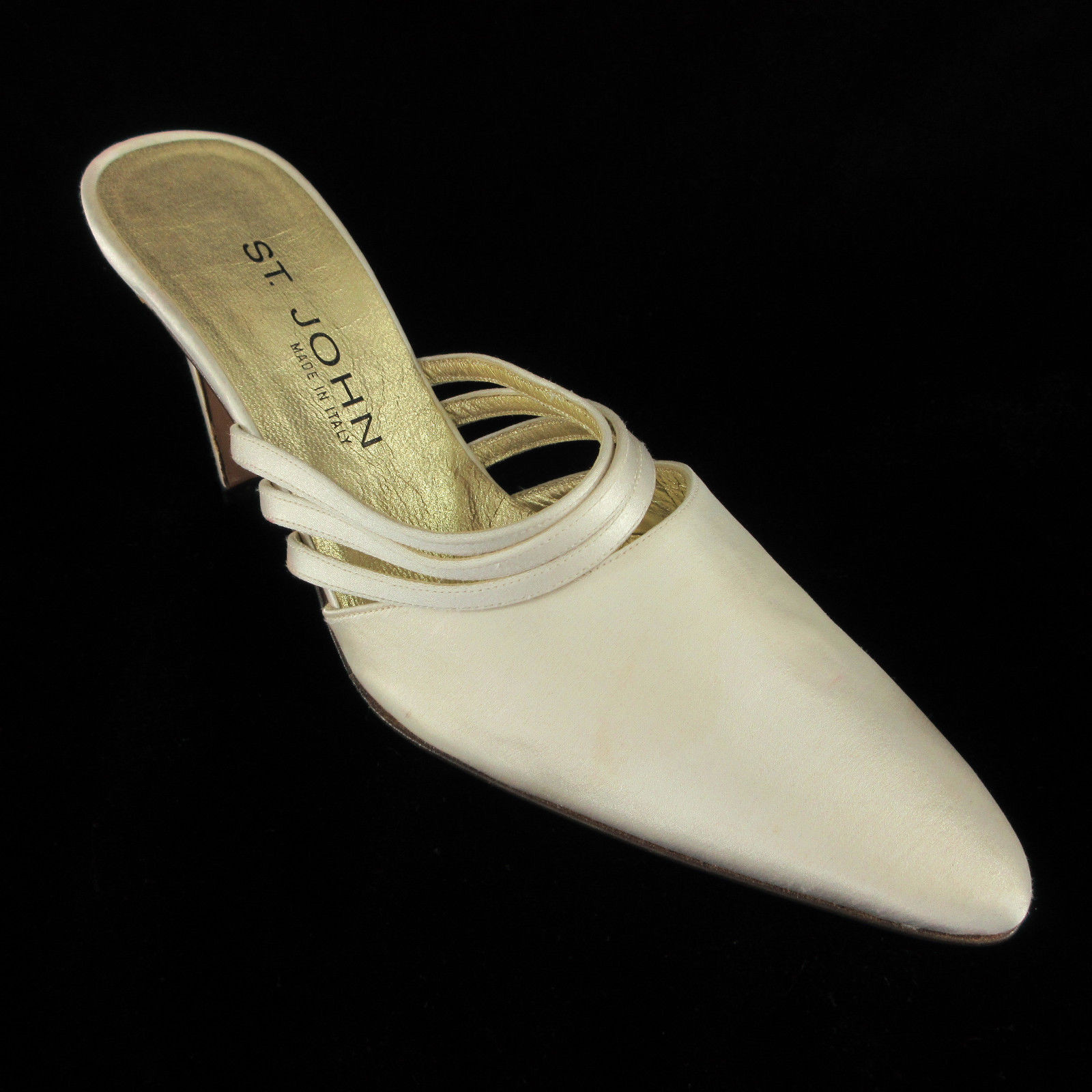 St John Damenschuhe HIgh Heels 9 Ivory Satin Strappy Mules Formal Dressy Schuhes St John Damenschuhe HIgh Heels 9 Ivory Satin Strappy Mules Formal Dressy Schuhes