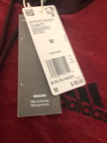 NWT Adidas Men's Medium Maroon Hooded Hoodie Sweatshirt Size M FreeShip Reg $55 - Picture 2 of 5