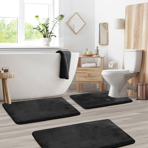 3PC Bathroom Rug Memory Foam Bath Mat Set - Small Large and Contour Bath Rugs - Picture 94 of 175
