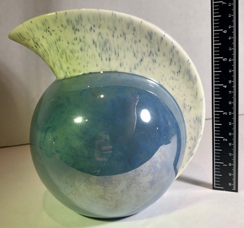 Vintage Ceramic Beverage Pitcher Shiny Speckled Blue Glaze Pat 88 - Picture 9 of 11