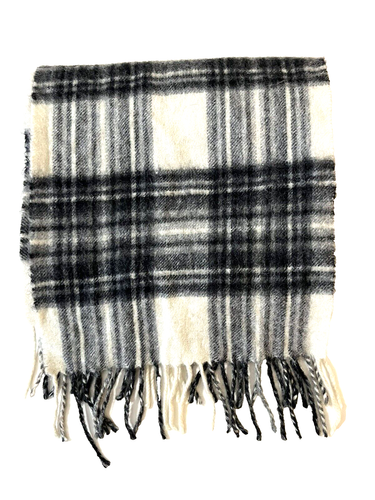 GRETNA GREEN LAMBSWOOL WHITE BLACK PLAID RECTANGULAR MEN'S WOMEN'S NECK SCARF - Bild 1 von 2