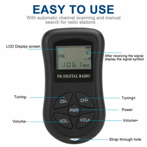 Mini Digital LCD Screen FM Radio Pocket Receiver Stereo Sound w/3.5MM Earphone - Picture 2 of 8
