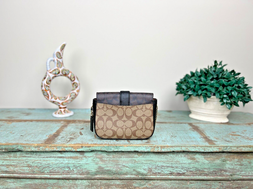 Coach New C7013 Gemma Signature Star Buckle Crossbody Bag Khaki Brown Black NWT - Picture 4 of 8