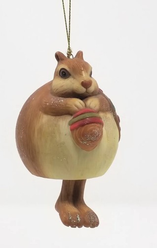 SELTEN Vintage 4" FUNKELNDES Eichhörnchen mit Nuss Handtasche Weihnachtsschmuck Porzellan süß - Bild 6 von 8