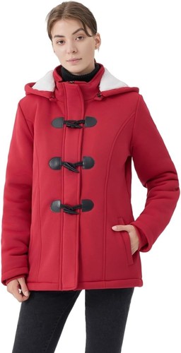Women Fashion Horn Button Fleece Thicken Coat with Hood Winter Warm Jacket - Picture 21 of 28