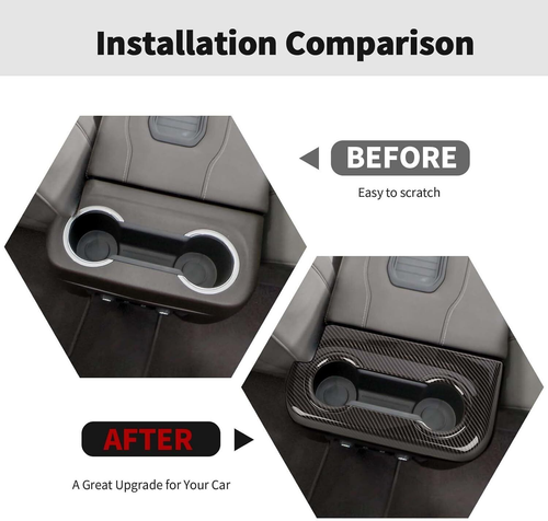 Carbon Fiber Rear Cup Holder Panel Cover Inner Trim For Suburban 20+/YUKON 21+ - Picture 5 of 11