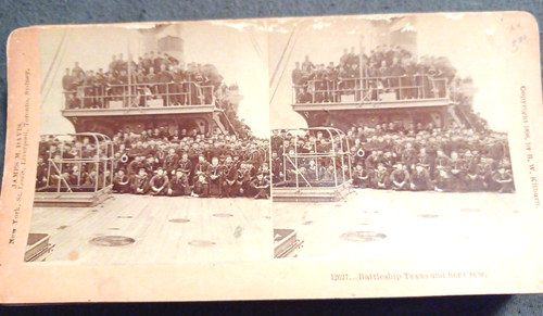 1898 NAVY BATTLESHIP CREW US TEXAS Stereoview PHOTO Card - Bild 2 von 3