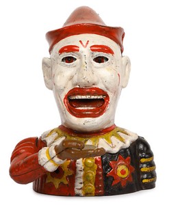 Antique Vintage Style Cast Iron Humpty Dumpy Clown Mechanical Box Bank Ebay Humpty Dumpy Clown Mechanical Box Bank