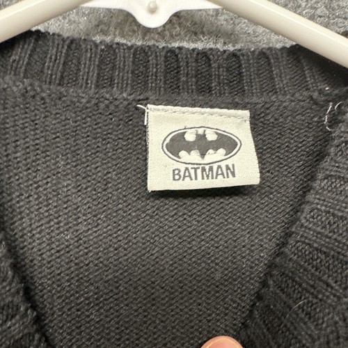 Vintage Batman Sweater Youth Size Small Acrylic Pullover Black Long Sleeve 90’s - Picture 8 of 14