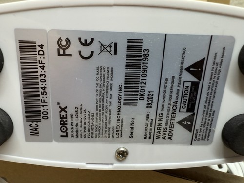 Lorex 2K 8Ch WF NVR SyStem 1 TB Hard Drive L4248-Z W/Adapter & Cable No Camera - Picture 5 of 17