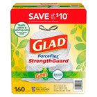 Glad ForceFlex 13 Gal Trash Bags, Gain + Febreze Scent, 160‑Count Roll