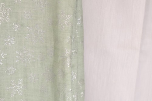 144"L x 44"W Concord Kessler Fabric Light Green with Shiny Silver Snowflakes - Picture 12 of 12