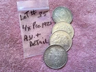 4  PRE 1921  MORGAN  90 %  SILVER  DOLLAR  COINS.  AU./ DETAILS  LOT # 35