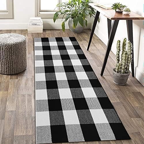 Buffalo Plaid Rug 2x6 Ft Black and White Runners for Hallways Washable Checke... - Bild 2 von 8
