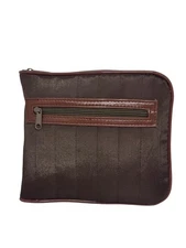 Traveler Brown Textured Zipper Pouch Bag 6.5x6.75 Utility Organizer Travel Case
