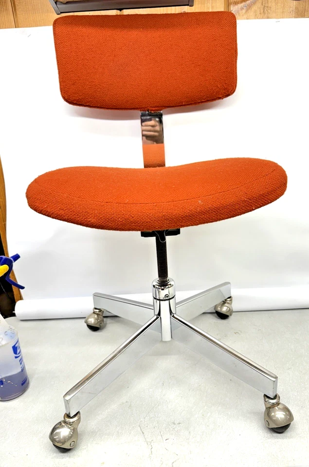 Офисный стул секретарский MCM Burnt оранжевый хром промышленный середина века модерн - Изображение 4 из 4