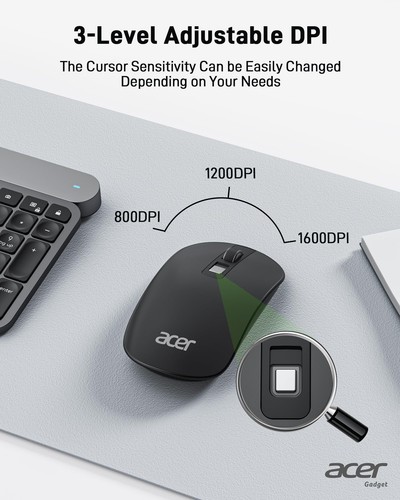 Computer Mouse Wireless, 2.4G Slim USB Wireless Mice with USB Receiver, 800/1... - Picture 2 of 8