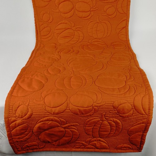 Nicole Miller Home Quilted Table Runner 16" x 90" Orange Embroidered Pumpkins - Picture 7 of 7