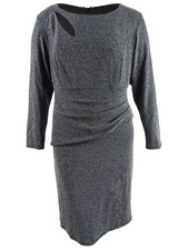 Xscape Women's Plus Size Glitter Keyhole Dress (22W, Black/Silver)