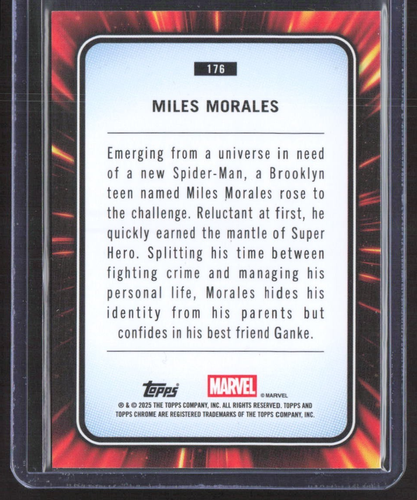 2025 Topps Chrome Marvel MILES MORALES Spider-Man #176 MARH - Picture 2 of 2