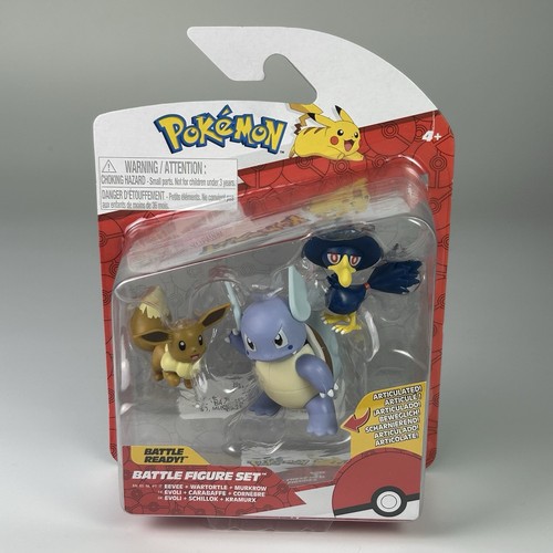 Pokémon Battle Figure Set- Eevee+ Wartortle + Murkrow / New 2024