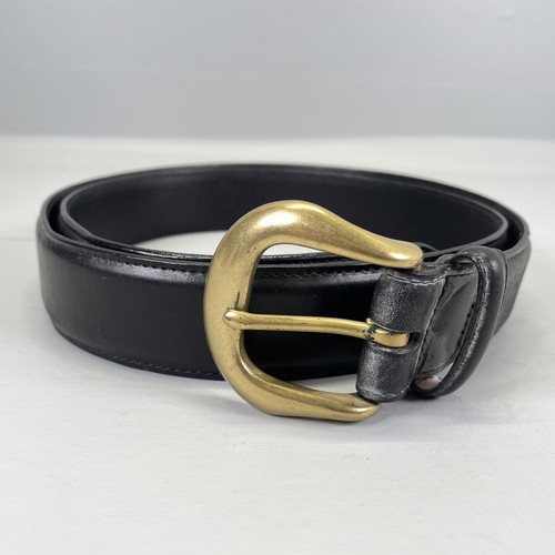 L.L.Bean Cinturón Para Hombres 40 Cuero Negro Latón Sólido Hebilla Vestido Clásico Informal Q703 - Imagen 1 de 10
