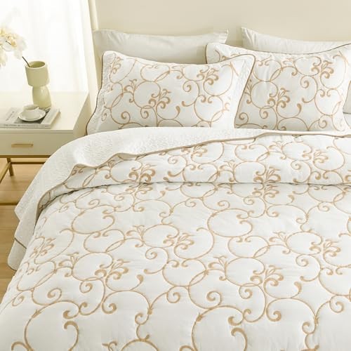 Oversized King Bedspread - 120" Lx120 W King/Cal King(120"x120") Beige/White - Picture 4 of 7