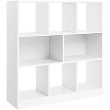 Bookcase, bookshelf, freestanding storage unit, 8 open compartments, u