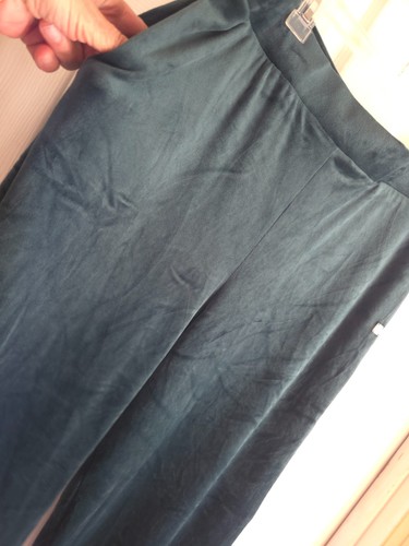ANNE KLEIN Green Velour Soft WIDE LEG COMFORT PANTS Size L NEW $69.50 - Picture 5 of 12