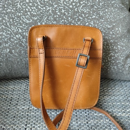 White Stuff Women's Bag Brown Leather with Cotton Shoulder Bag Retro Mini - Picture 4 of 12