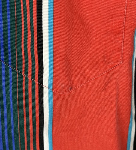 Vtg Wrangler Brushpopper Red Blue Striped Shirt Sz 16 34 Western Cowboy Cut - Picture 6 of 8