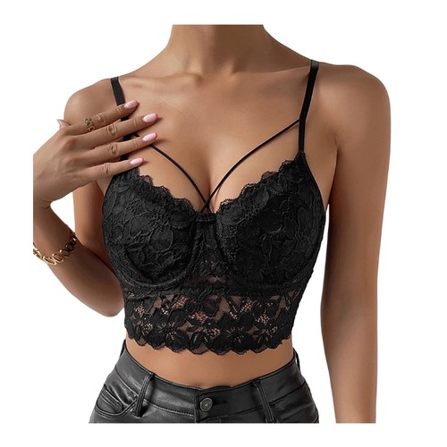 Womens Lace Bra Bralette Corset Bustier Crop Tops Bralet lingerie Vest Tank UK - Picture 11 of 27