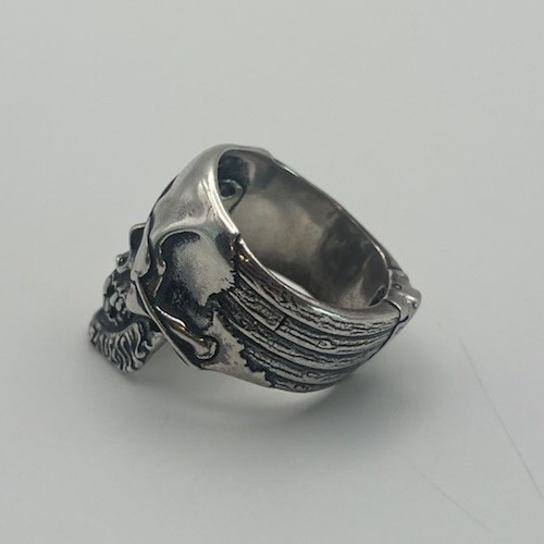 Anello Volstead Long John in argento sterling 925 con teschio - US 11 - Foto 5 di 9