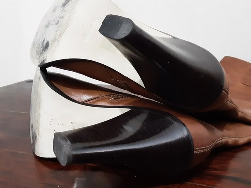 Damen Büro Kniehohe Hellbraune Leder Stiefel Größe 41 Zweimal Getragen Im Originalkarton - Bild 12 von 14