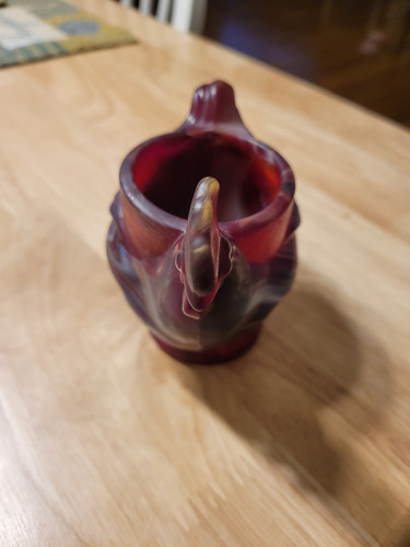Imperial Red Swirl Slag glass Rooster Egg Cup/ toothpick holder *Beautiful* - Picture 2 of 8